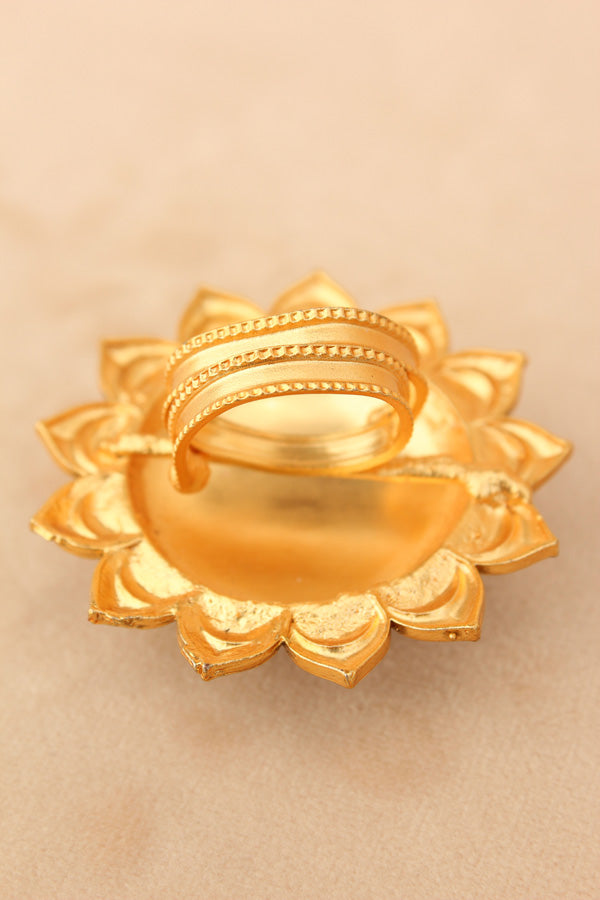 Floral Meenakari Adjustable Ring With Center Stone (RF004)