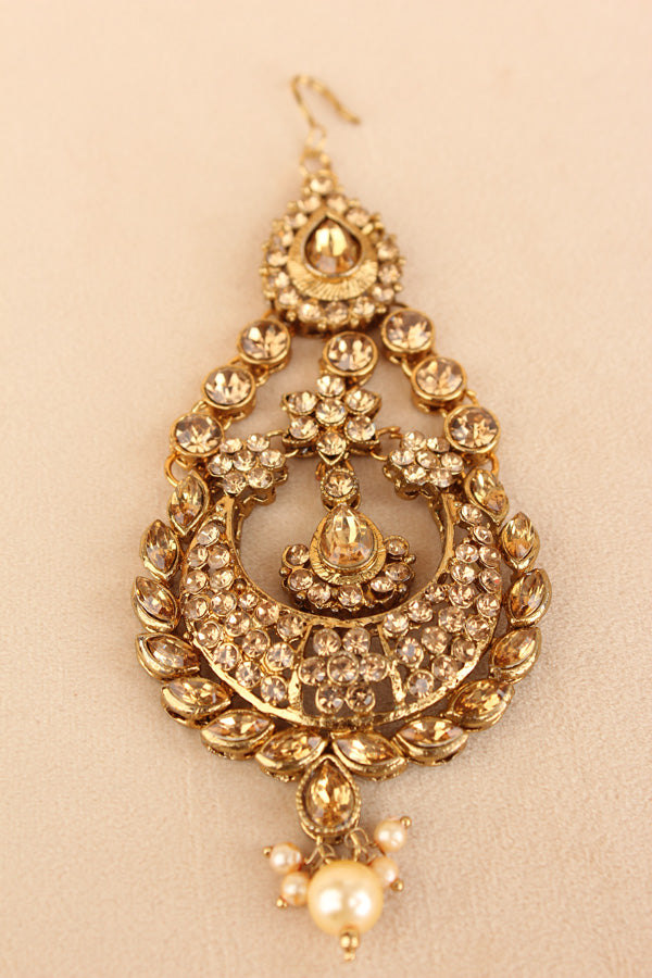 Gold Colour Fashionable Passa With Gold Colour Stones And Single Pearl (PAS019)