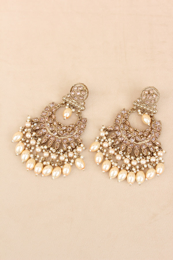 Golden Heavy Look Polki Choker With Large Earrings And Large Tikka (CS002-Polki-B1)