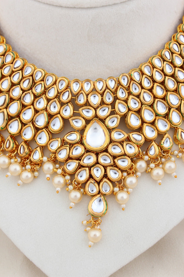 Kundan Necklace In Layers With Earrings And Tikka(NK001-K-B1)