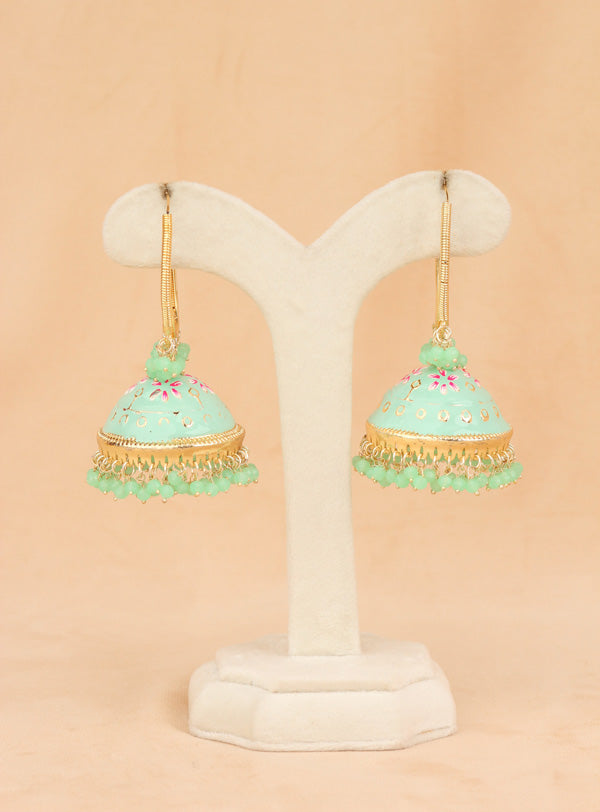 Large And Light Weight Balia With Jhumka Attached In Mint Green Colour (BA003-MG-B1)