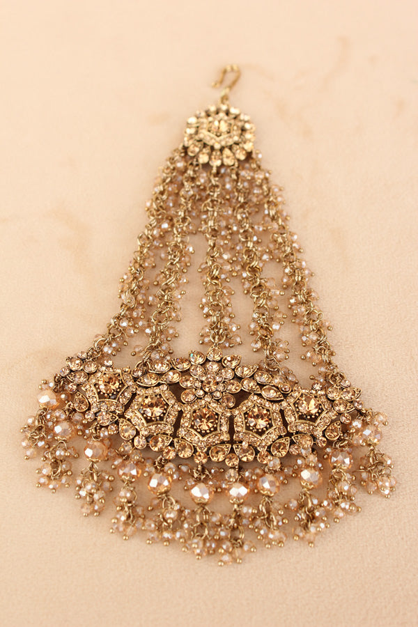 Large And Wide Fashionable Passa With Gold Colour Stones (PAS021-GO)