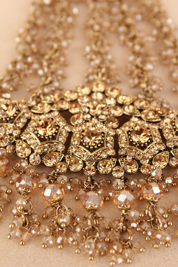 Large And Wide Fashionable Passa With Gold Colour Stones (PAS021-GO)