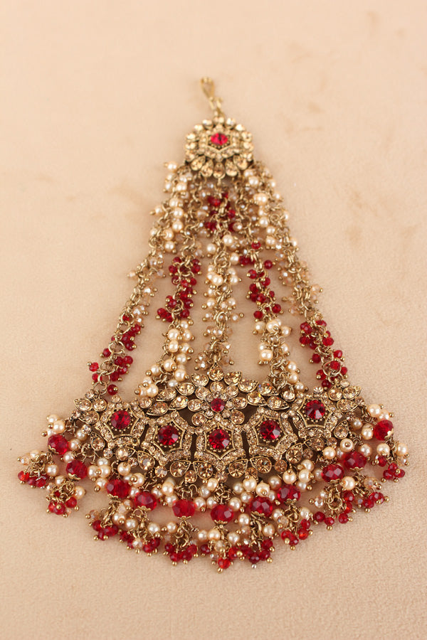Large And Wide Fashionable Passa With Red Colour Stones (PAS021-R)