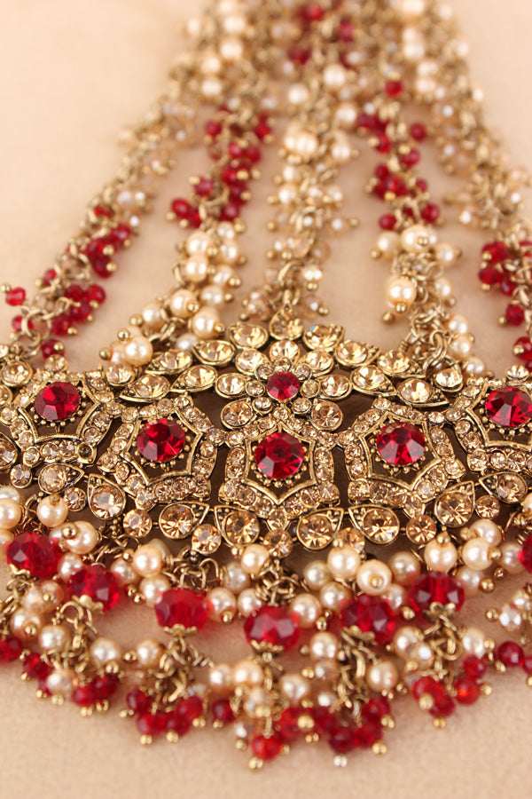 Large And Wide Fashionable Passa With Red Colour Stones (PAS021-R)