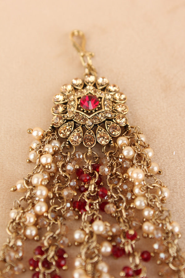 Large And Wide Fashionable Passa With Red Colour Stones (PAS021-R)