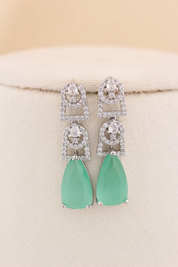 Necklace Set in American Diamonds With Center Pendant And White Colour Stones (NS002-AD-RG)