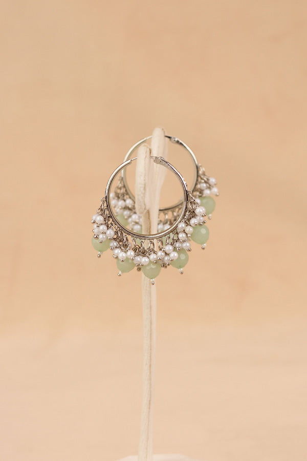 Light Weight Balia With Light Green Pearls And Small White Beads Attached (BA001-LG-B1)