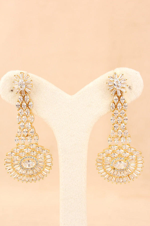Long Gold Polish Danglers With American Diamonds (ADE010)