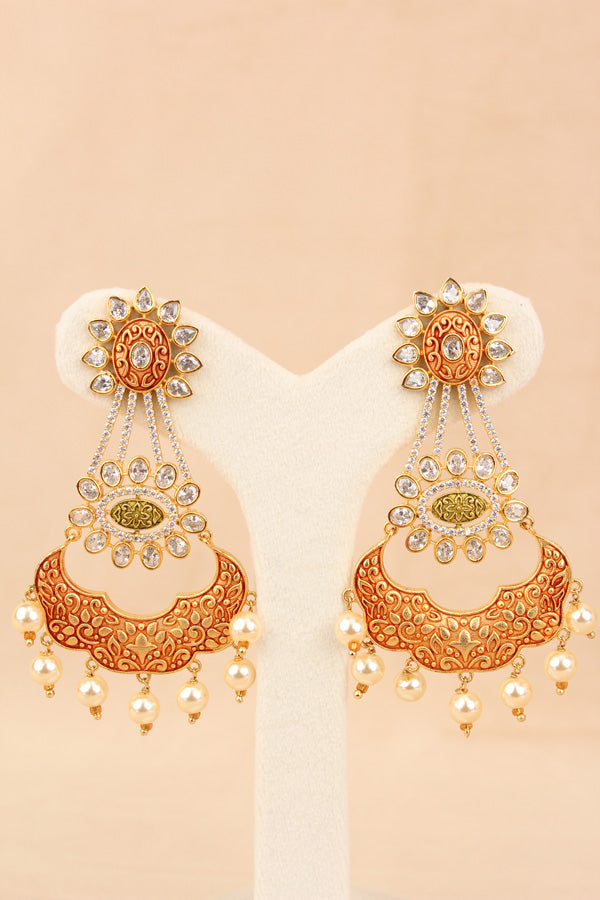Meenakari Earrings In Premium Quality With American Diamonds (ADE015)