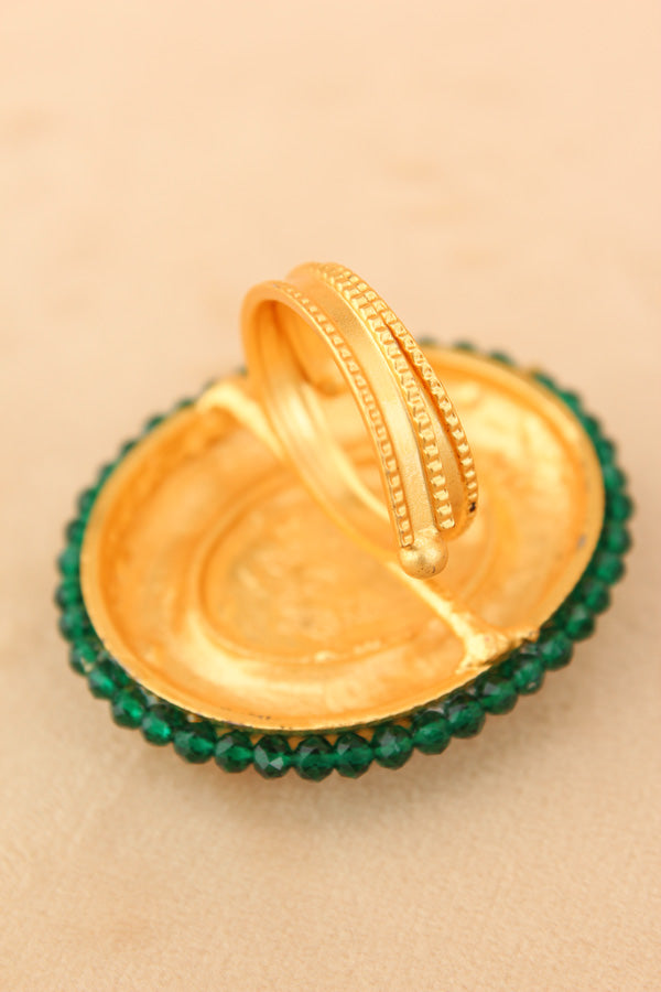 Meenakari Fashionable Adjustable Ring With Red Background (RF003-R)