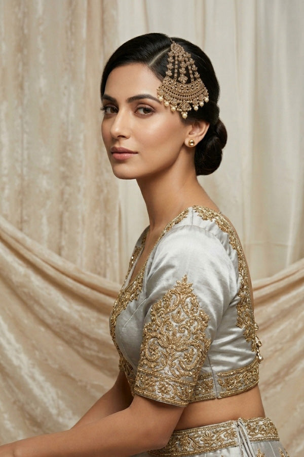 Mehndi Polish Passa With Reverse AD Stones In Quality Adn Golden Pearls Attached (PAS005)