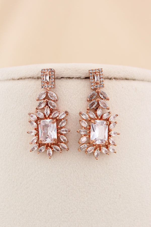 Premium Quality American Diamond Necklace Set With Small Silver Colour Stones And Small Earrings (NS005-AD-S)