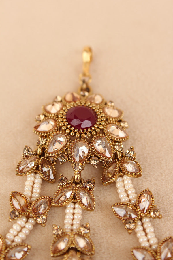Passa With White Beads And Pearls Attached With Red Stones (PAS011)