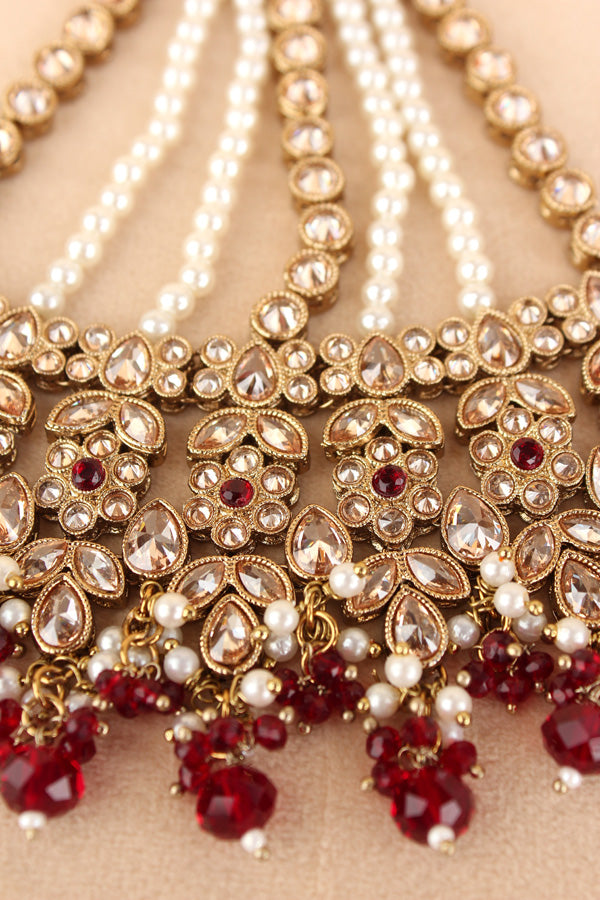 Reverse AD Premium Quality Passa With Maroon Crystal Beads (PAS004)