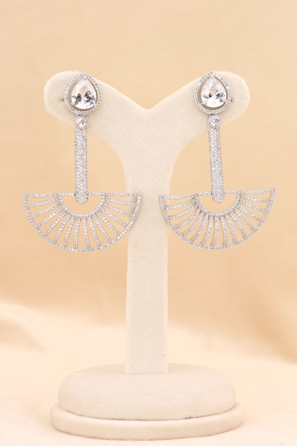 Silver Polish Danglers With Large Center Stone (ADE002)