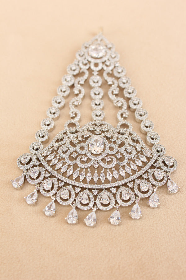 Silver Polish Passa Filled With American Diamonds And Small Pendants (PAS009)