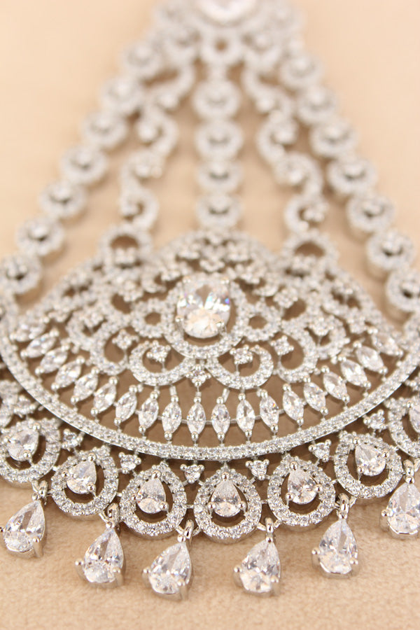 Silver Polish Passa Filled With American Diamonds And Small Pendants (PAS009)