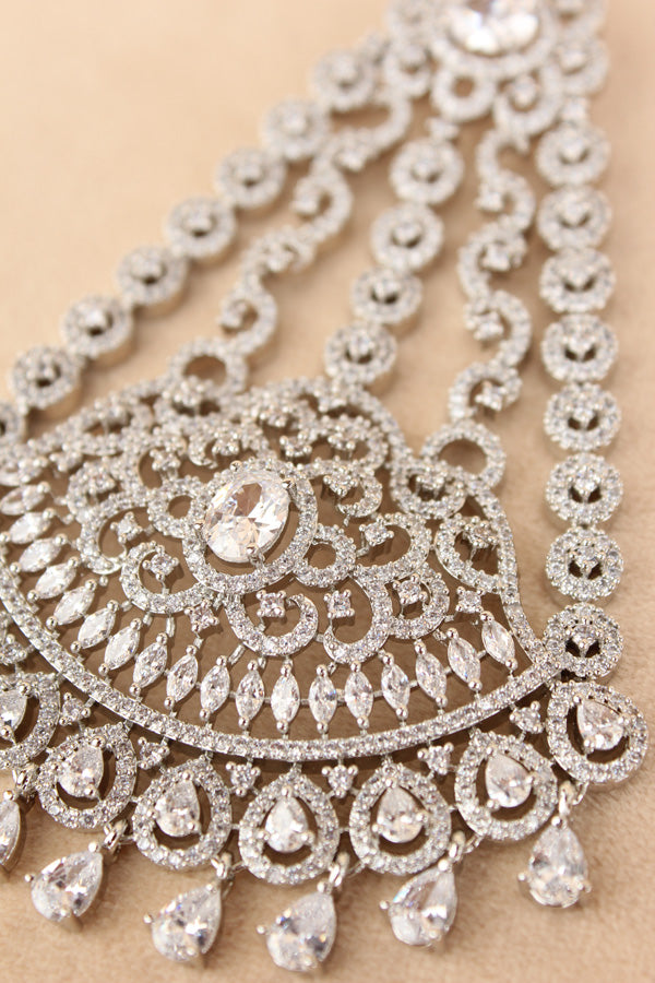 Silver Polish Passa Filled With American Diamonds And Small Pendants (PAS009)