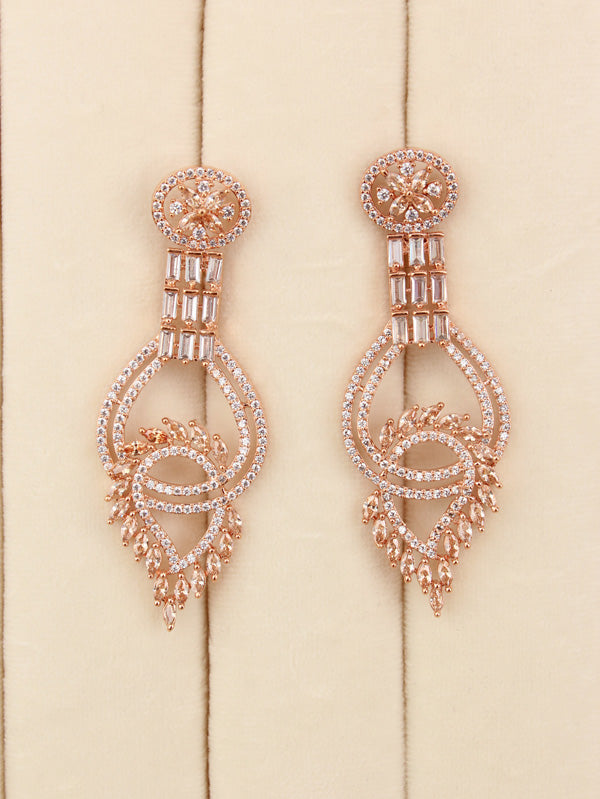 Simple And Elegant Danglers In Quality With Small American Diamonds (ADE019)