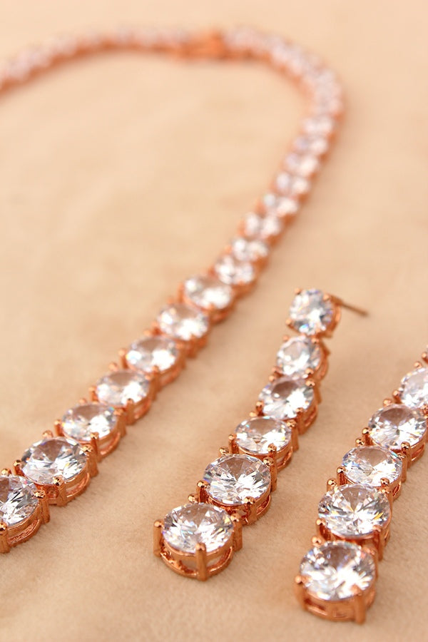 Triple Layer Necklace Set In A Glamorous And Royal Look With Yellow Colour Stones And Long Matching Earrings (NS007-AD-Y)