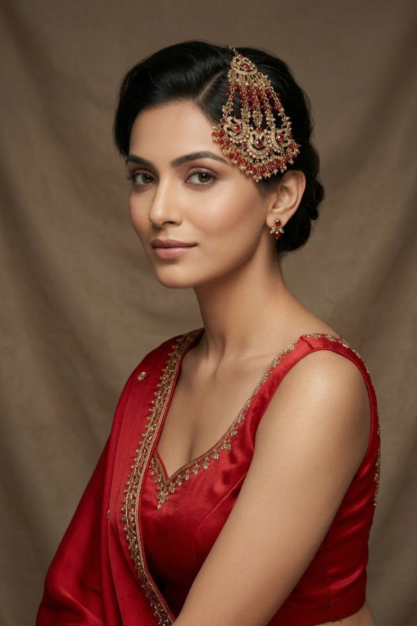 Statement Fashionable Passa With Red Colour Stones (PAS020-R)