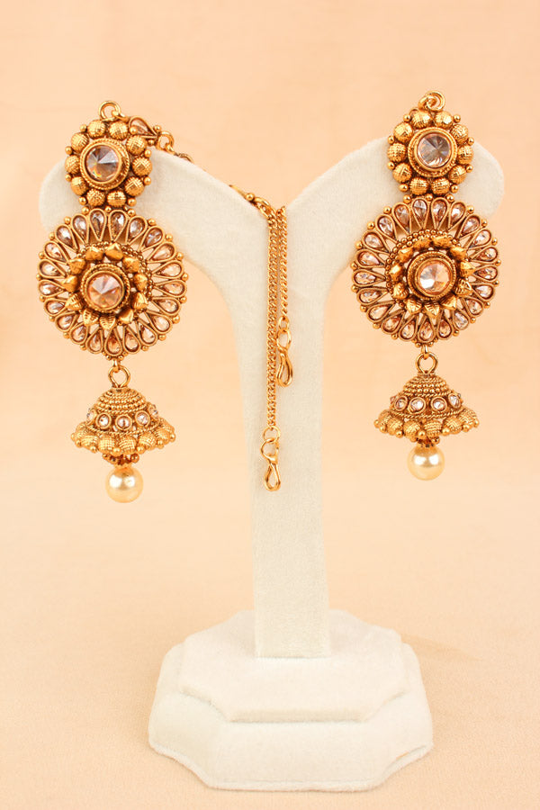 Gold Polish Premium Quality Bridal Set And Flower Design  (BS002-Polki)