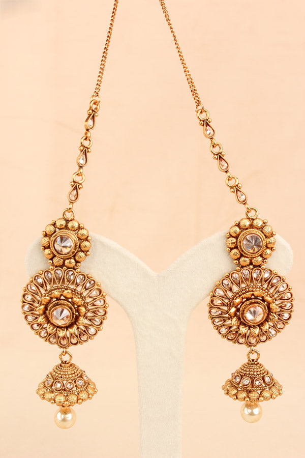 Gold Polish Premium Quality Bridal Set And Flower Design  (BS002-Polki)