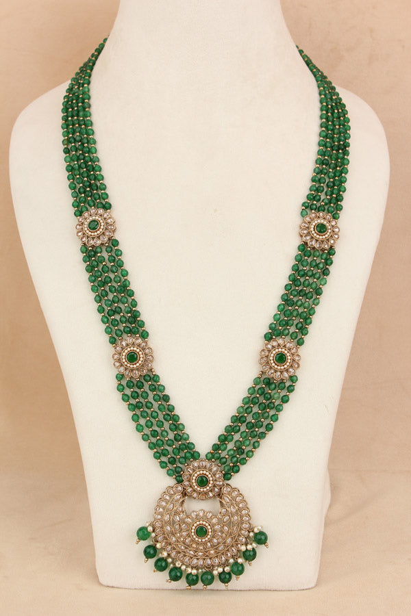 Mehndi Polish Bridal Set In Premium Quality With Green Stones (BS004-G-Polki)