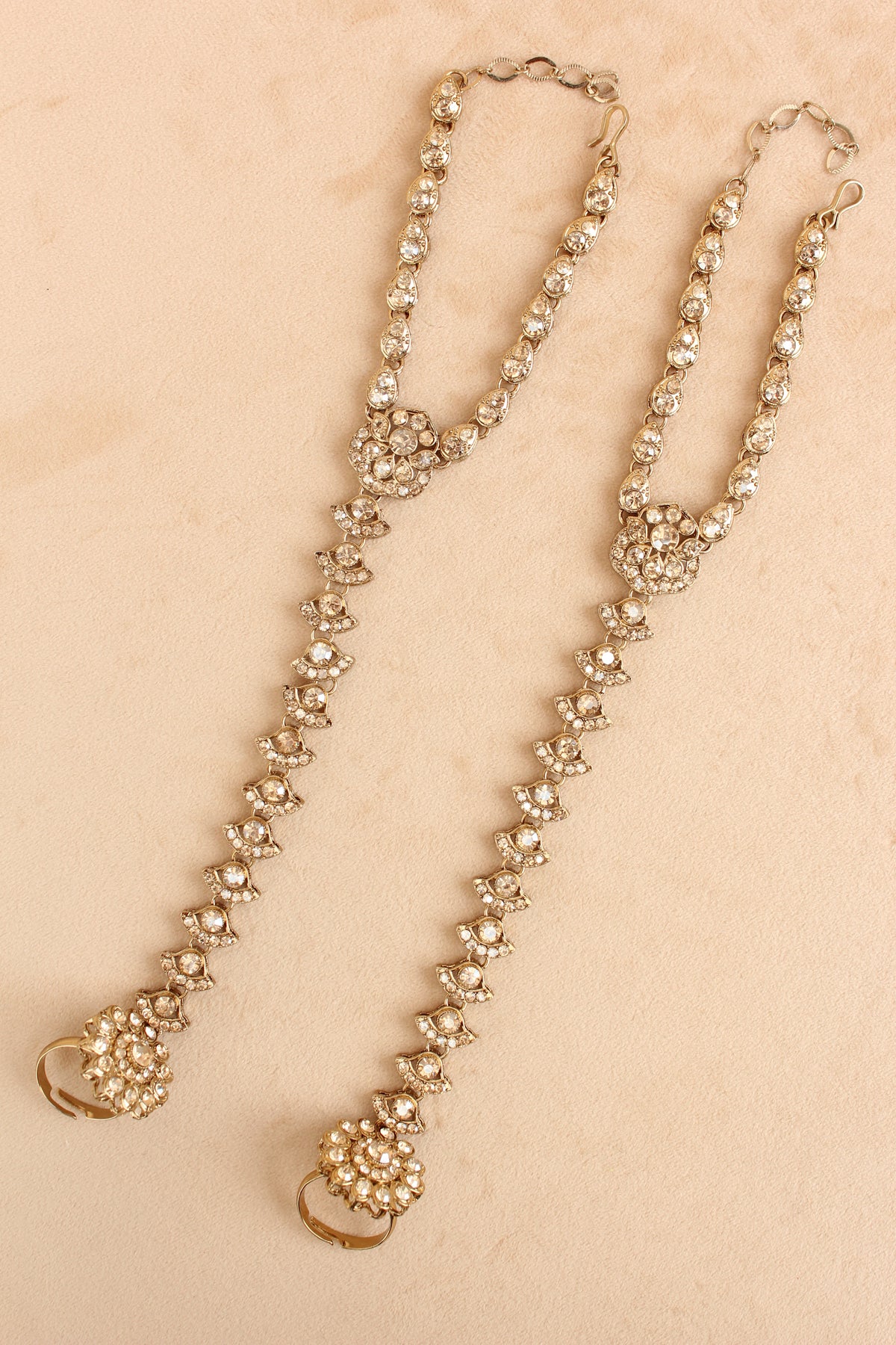 Rani Style Bridal Necklace Set With Golden Stones And Crystal Beads (BS009-Golden)