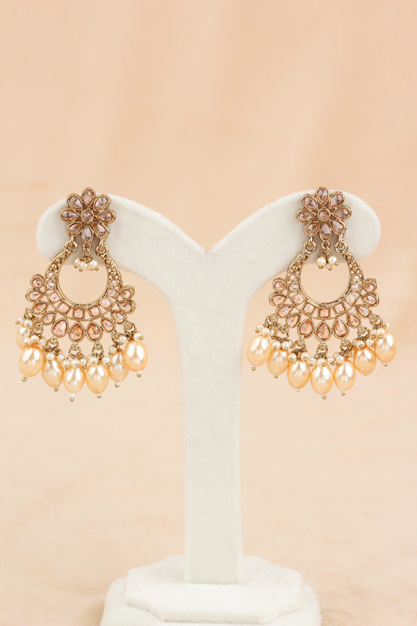 Gold Polki Choker With Pearls Earrings And Tikka (CS013-GO-Polki)