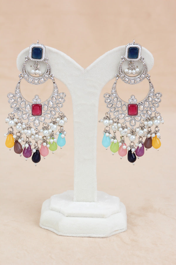Multi Large Statement Polki Choker With Large Earrings And Tikka (CS015-MU-SP-Polki)