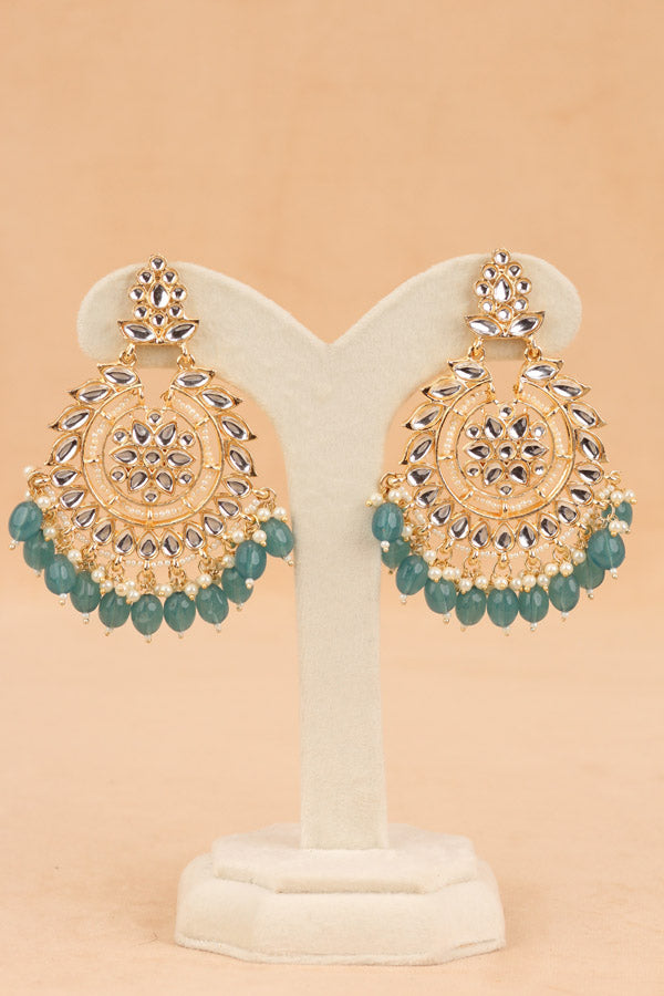 Fashionable Kundan Look Earrings With Montana Pearls Attached (E008-MO-B1)