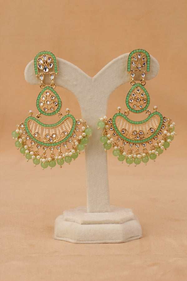 Large Fashionable Dangler Earrings With Light Green Colour (E009-LG-B1)