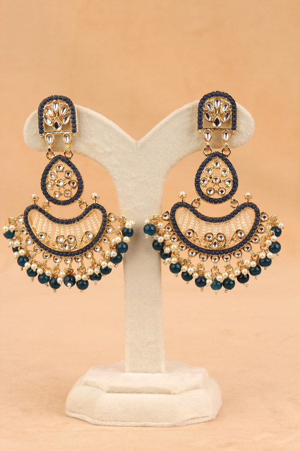 Large Fashionable Dangler Earrings With Montana Colour (E009-MO-B1)
