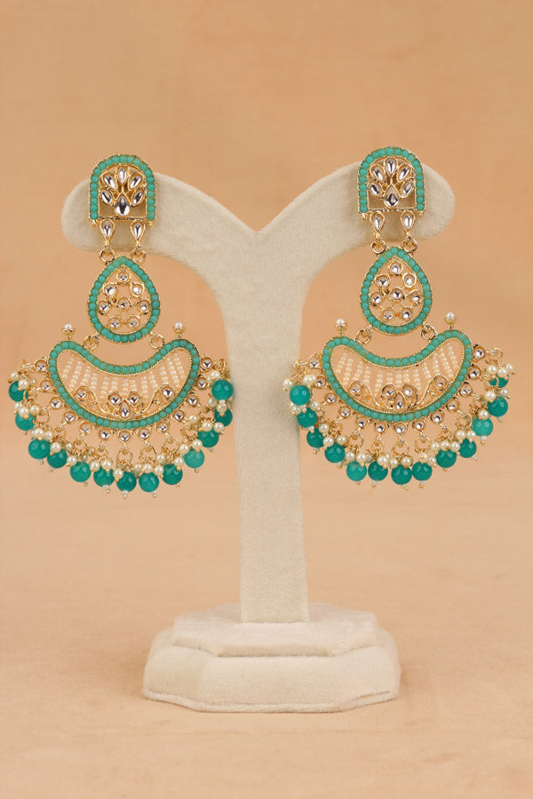 Large Fashionable Dangler Earrings With Turquoise Blue Colour (E009-TB-B1)