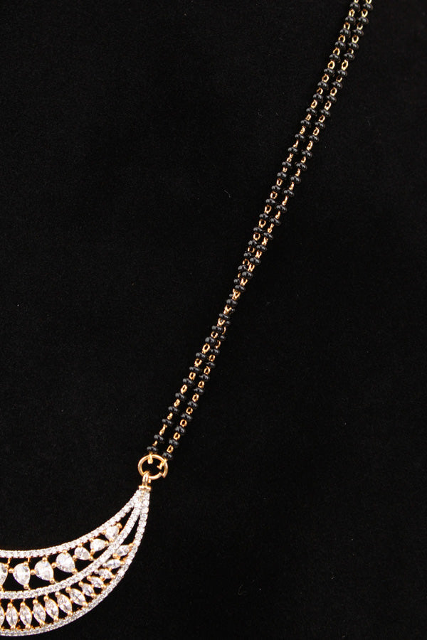 Long Mangalsutra In Gold Polish With American Diamonds And Small Studs (MS006-GO)