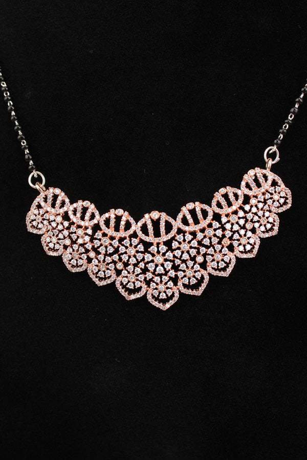 Short Chain Mangalsutra With American Diamonds And With Small Earrings (MS007)