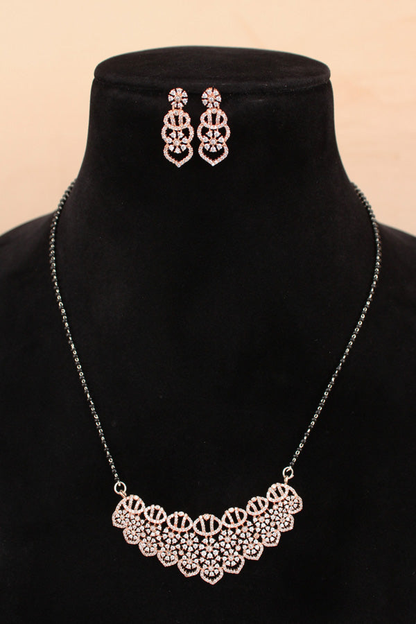 Short Chain Mangalsutra With American Diamonds And With Small Earrings (MS007)