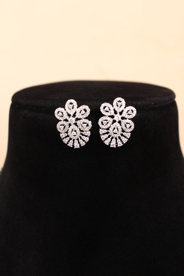 American Diamond Mangalsutra In Silver Polish With Small Matching Earrings (MS009)