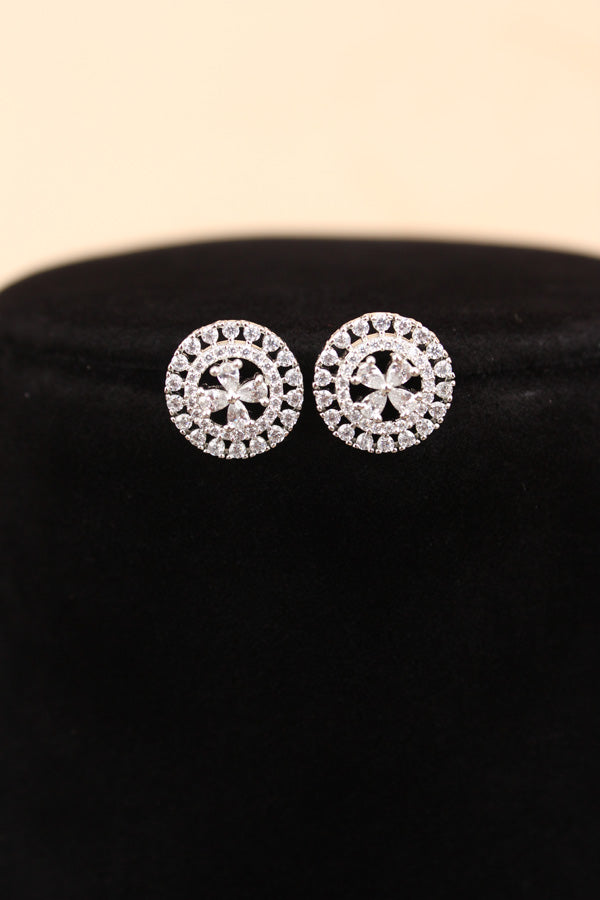 Short Mangalsutra In Silver Polish And With American Diamonds And Small Studs (MS013-S)
