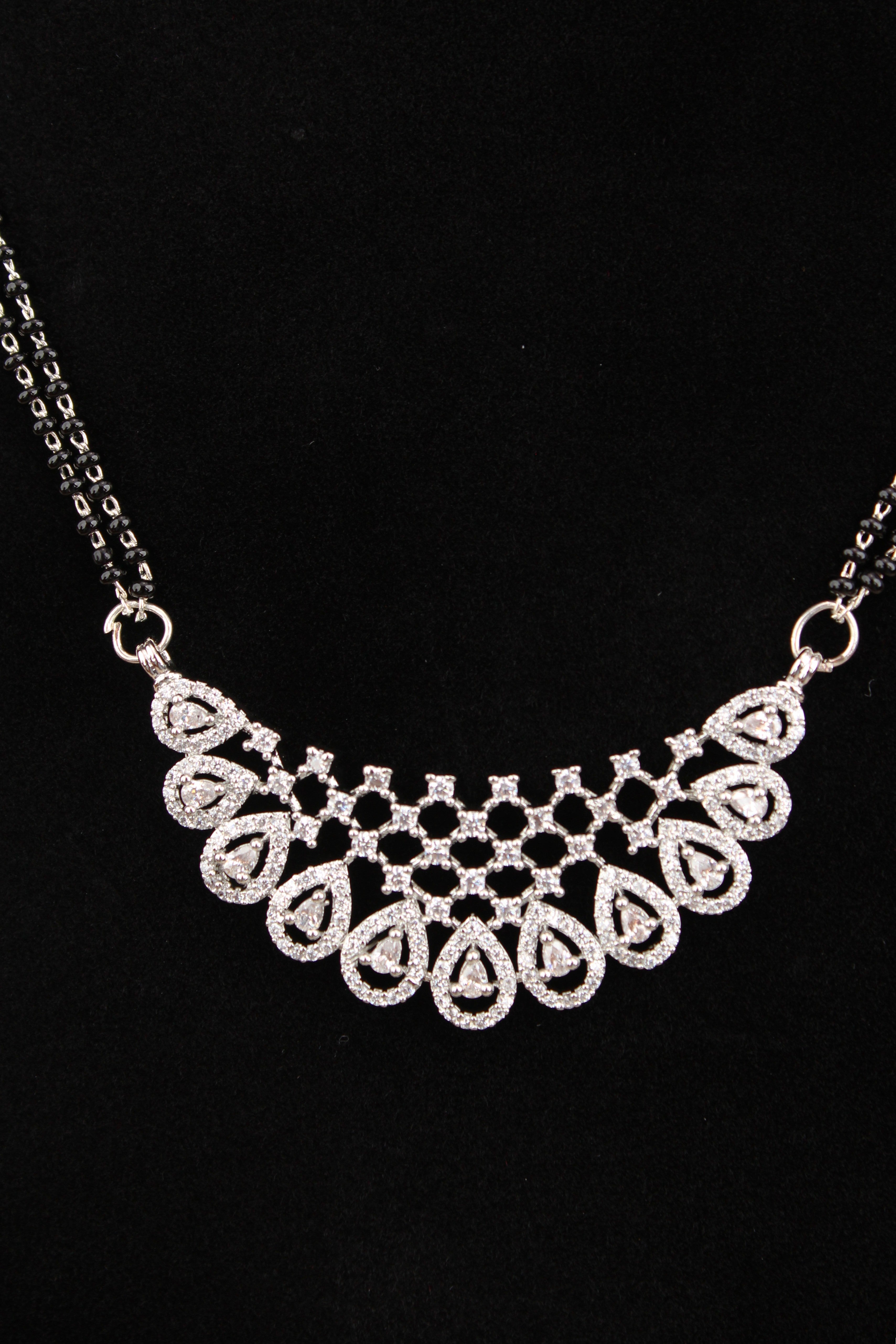 Premium Mangalsutra Necklace Set in Silver polish in Denmark
