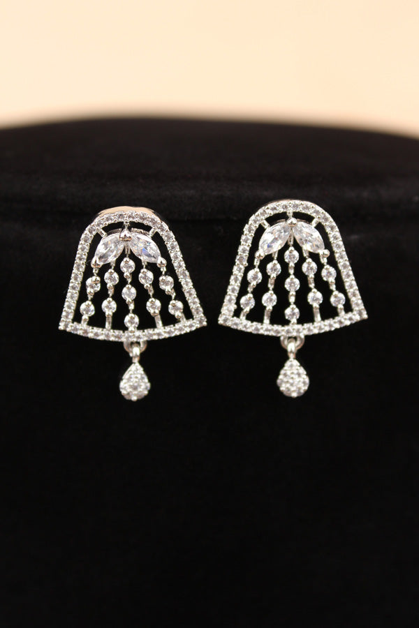 Silver Polish Mangalsutra With Short Double Chain And American Diamonds And Small Studs (MS015-S)