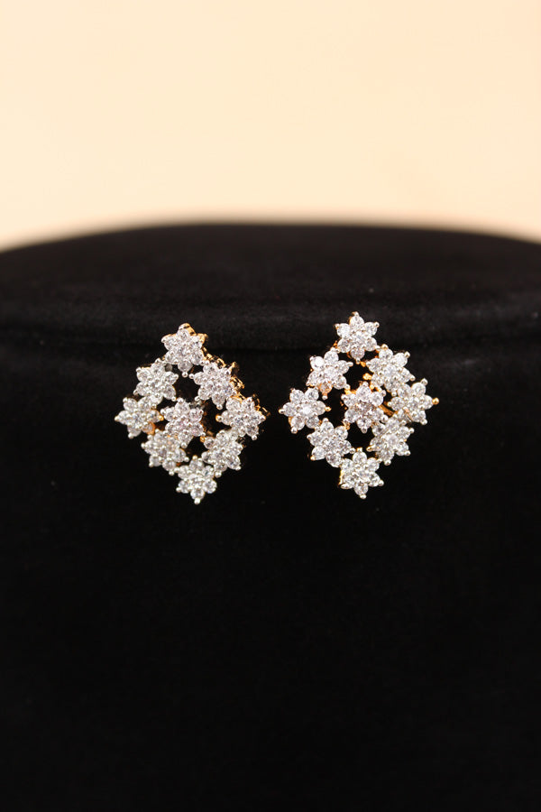 Double Chain Mangalsutra in Gold Polish With American Diamonds And Matching Studs (MS018-S)