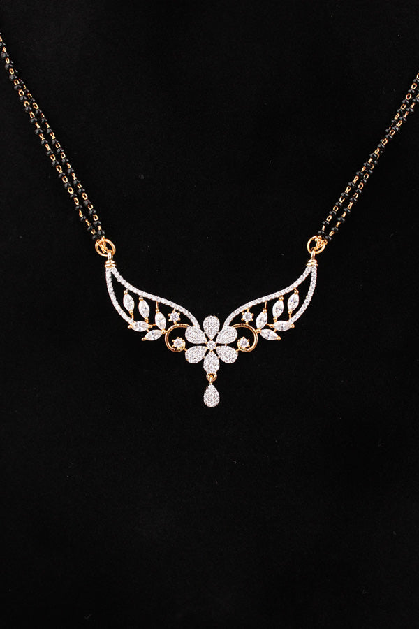 Mangalsutra In Gold Polish With American Diamonds And Small Earrings (MS019-G)