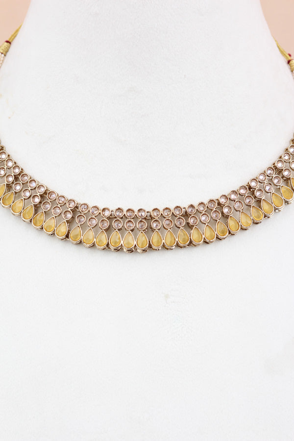 Yellow Polki Necklace With Yellow Polki Stones  (NS002-Y-Polki-Box1)