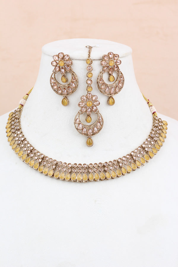 Yellow Polki Necklace With Yellow Polki Stones  (NS002-Y-Polki-Box1)