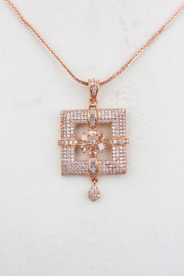 Pendant Set With Flower In Center And Small Matching Earrings (PS002-G)