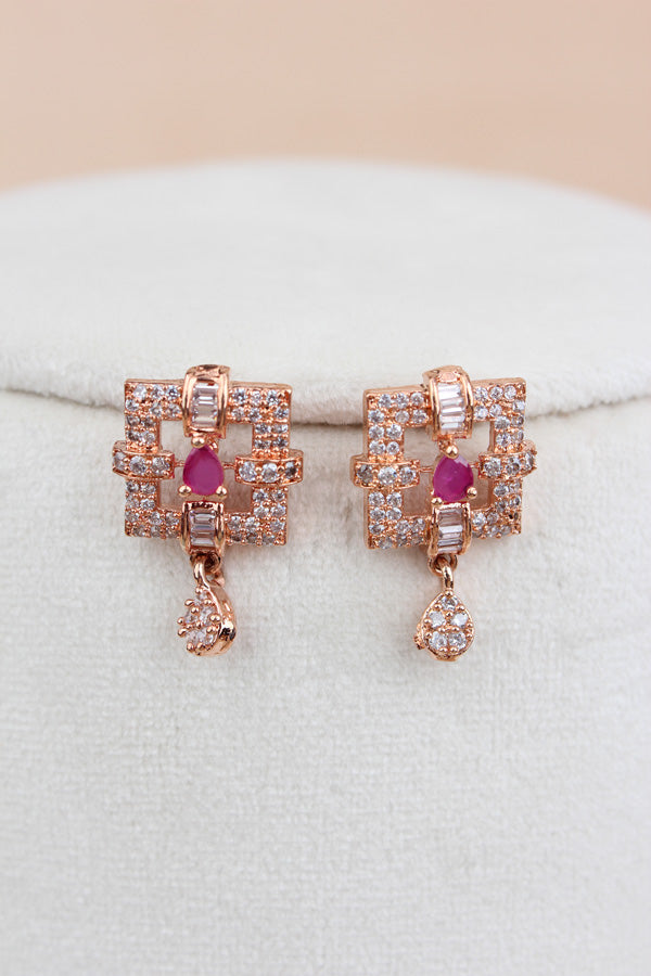 Pendant Set With Flower In Center And Small Matching Earrings (PS002-RU)