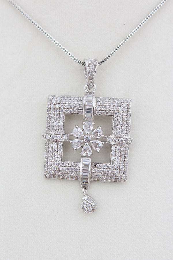 Pendant Set With Flower In Center And Small Matching Earrings (PS002-S)